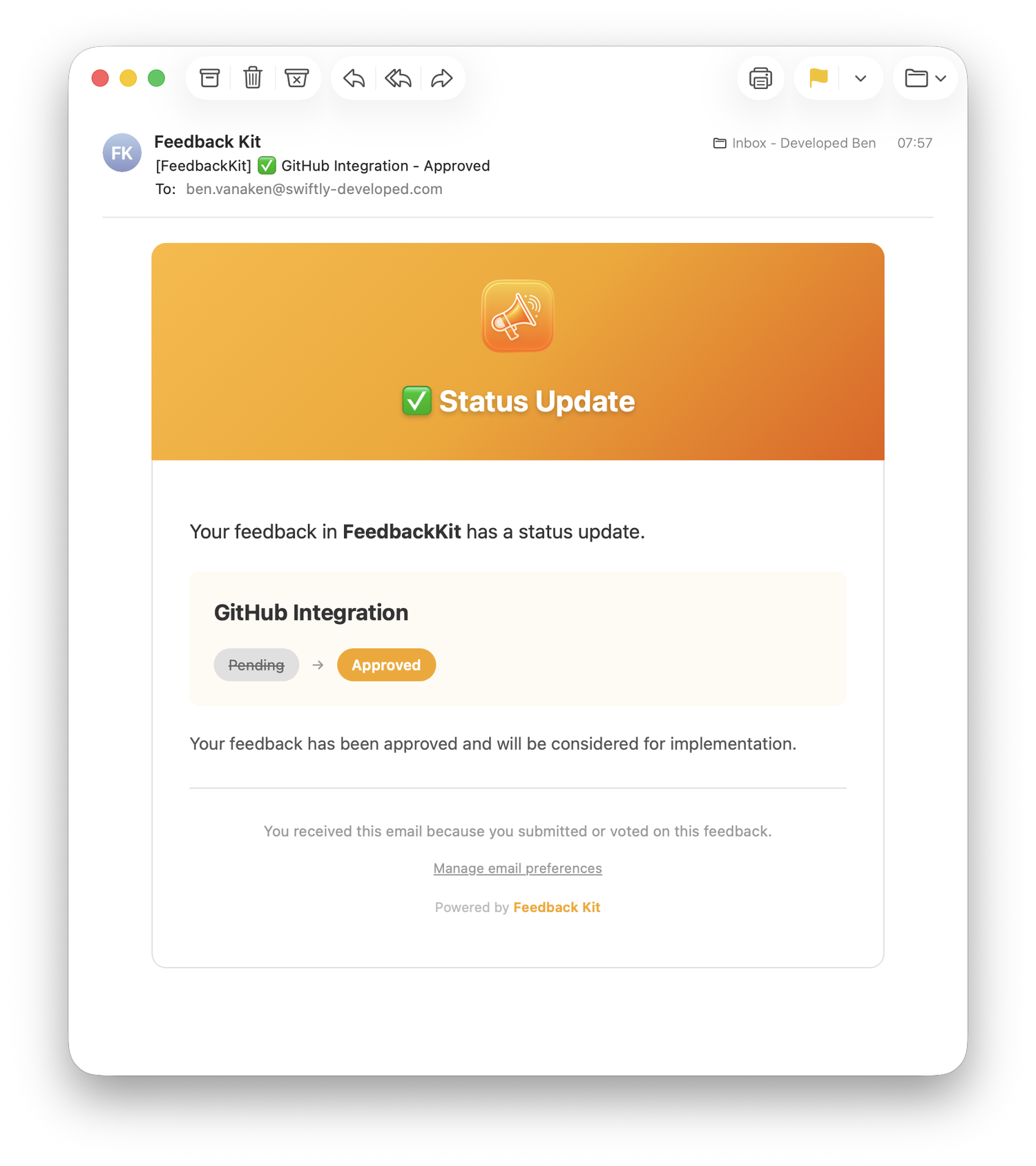 Status Update - Approved